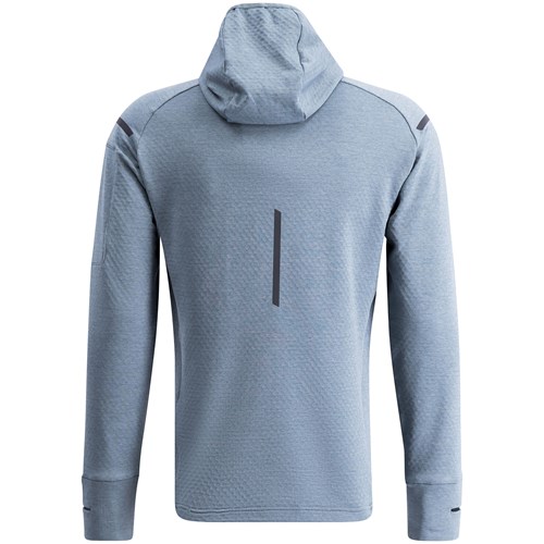 A grey sweatshirt with a hood.