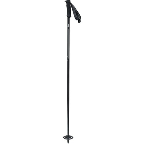 A black pole with a flag on it.