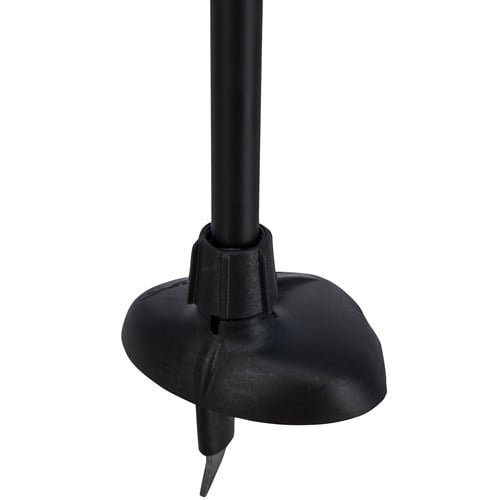 A black bell with a black base.