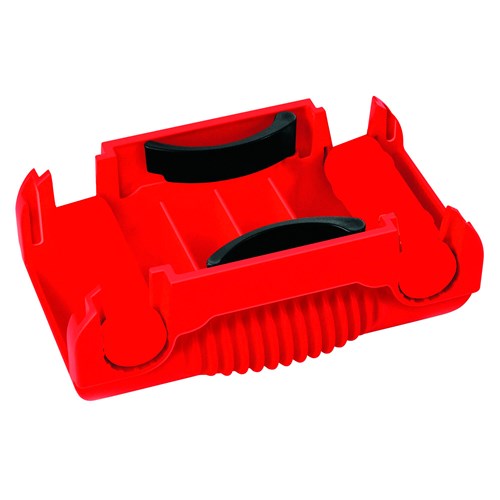 A red plastic toy.