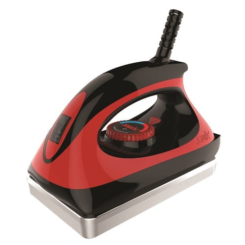 A red and black computer mouse.